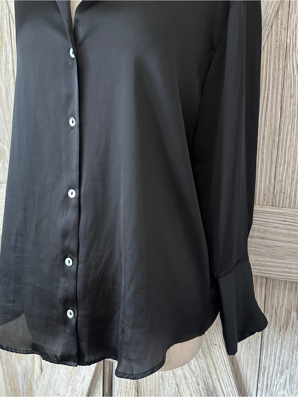 ZARA Black Satin Effect Boho Chic Top - Picture 5 of 5